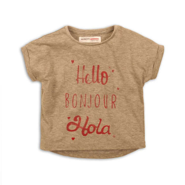 Picture of 2TTEE06- GREY COTTON SHORT SLEEVE HELLO BONJOUR T-SHIRT
